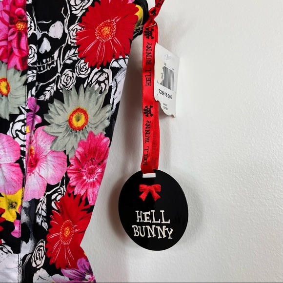 HELL BUNNY Skull & Daisy Floral Corset Top - Picture 5 of 11